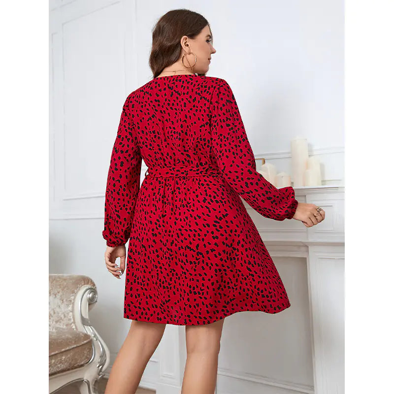Robe de plage bohème à col en V et imprimé léopard pour femme, grandes tailles, tailles XL à 4XL
