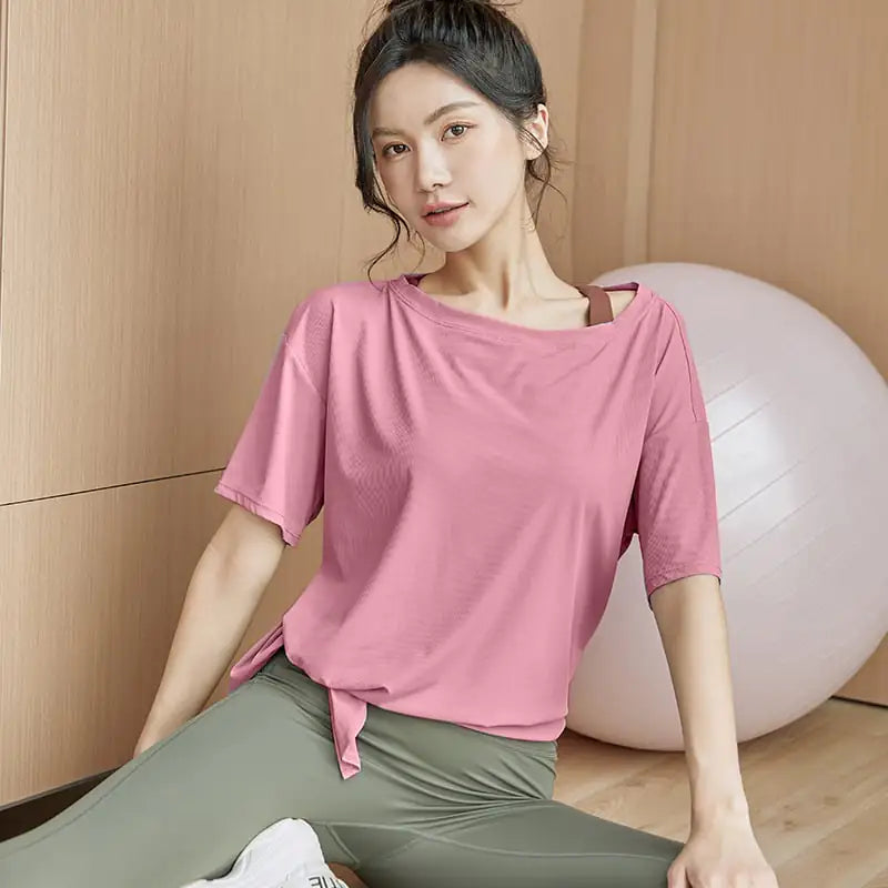 T-shirt de sport ample à manches courtes pour femme