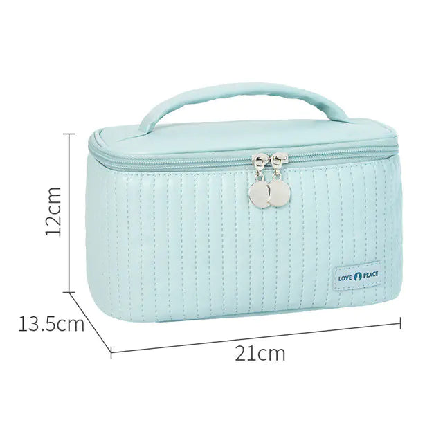 Grande trousse de maquillage en cuir synthétique de style coréen pour femme