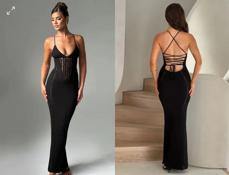 Robe longue tricotée dos nu