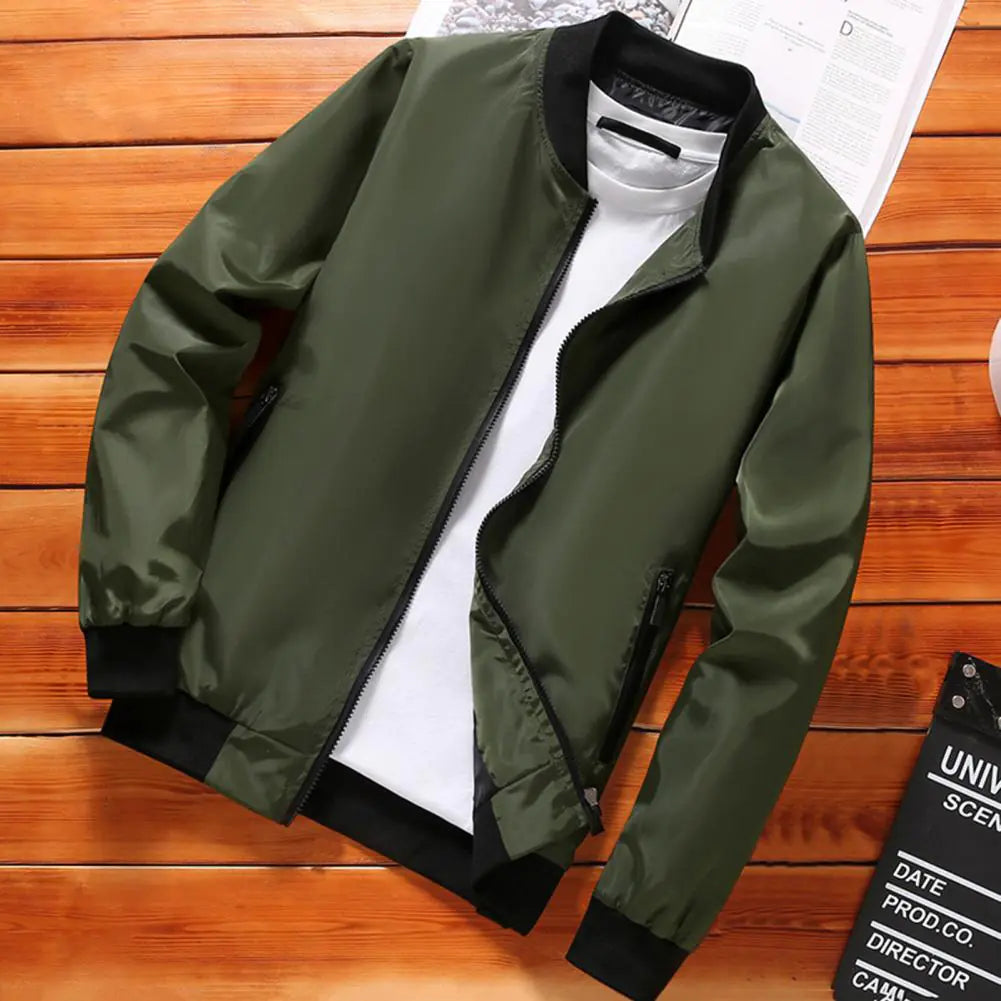 Veste de baseball zippée à col montant et poches pour homme