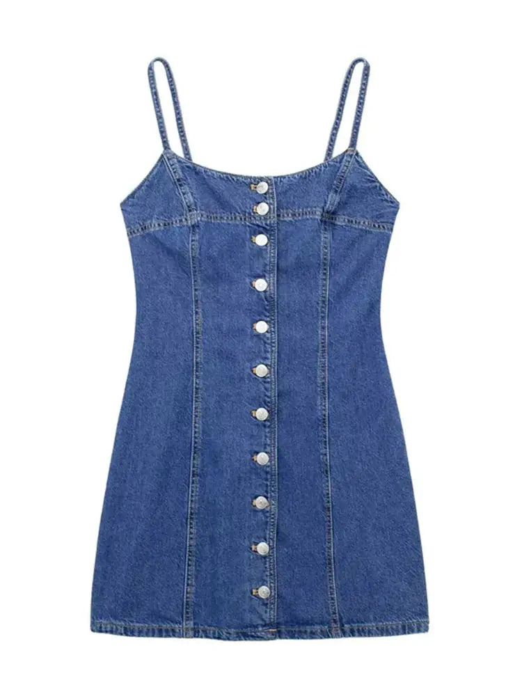 Robe courte en jean slim dos nu