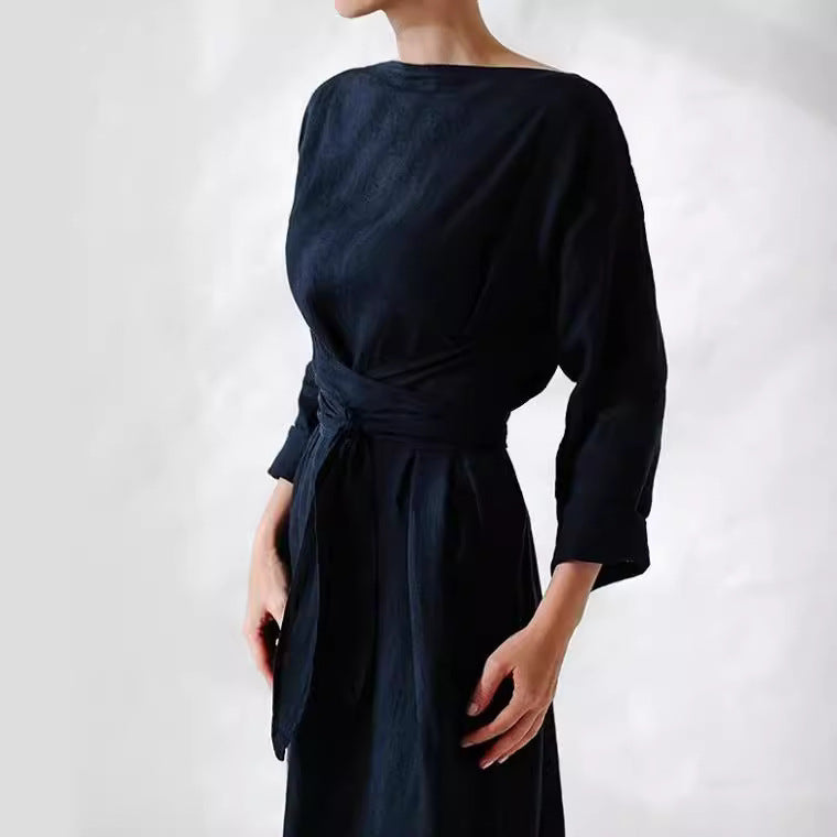 Robe longue à nouer et manches longues
