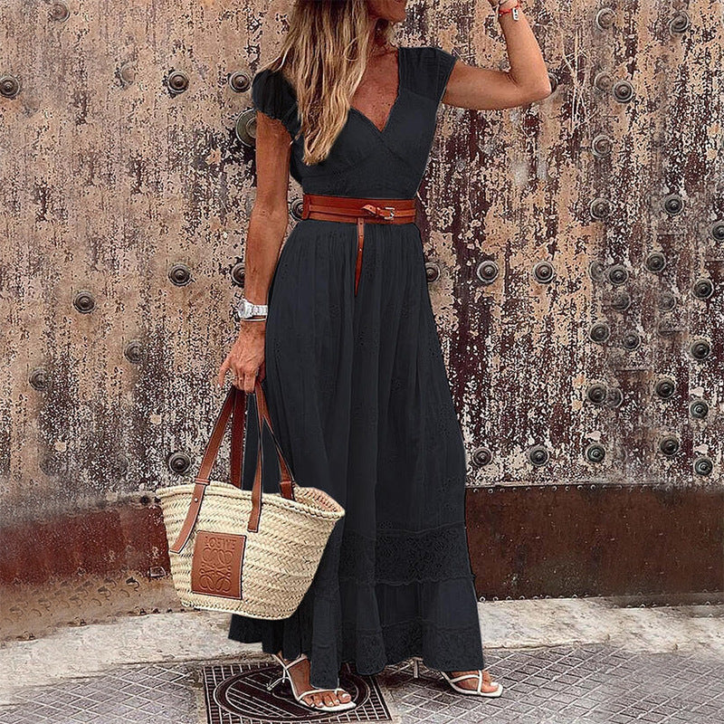 Robe longue en dentelle de coton