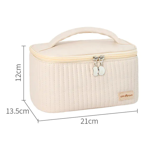 Grande trousse de maquillage en cuir synthétique de style coréen pour femme