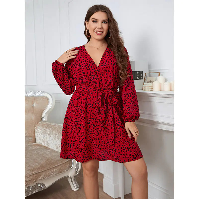 Robe de plage bohème à col en V et imprimé léopard pour femme, grandes tailles, tailles XL à 4XL