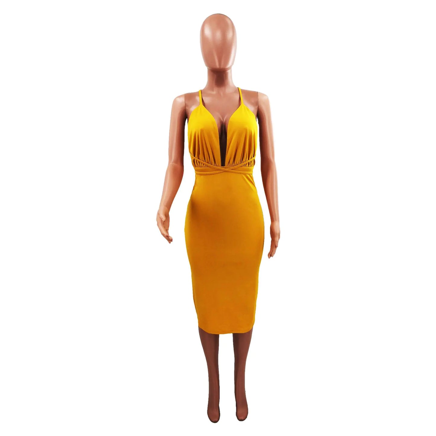 Robe moulante dos nu décolleté en V profond