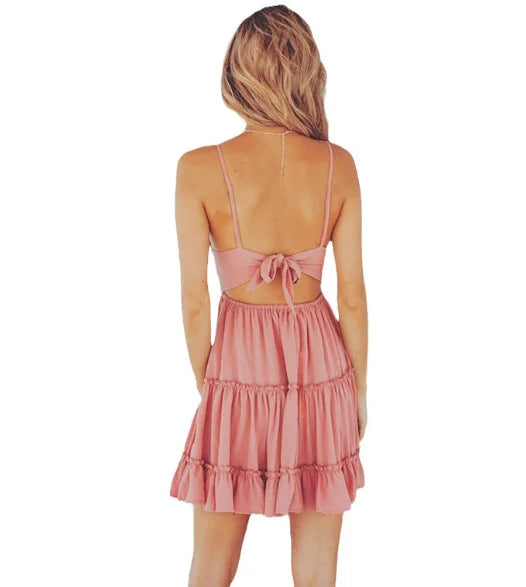 Robe en Chiffon à Col en V avec Volants