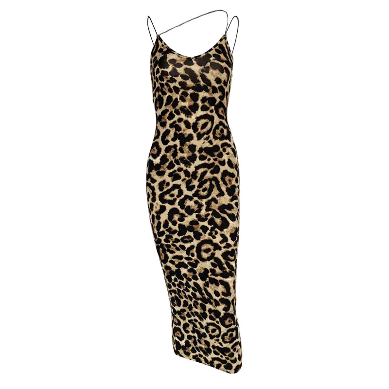 Robe mi-longue à imprimé serpent et col en V