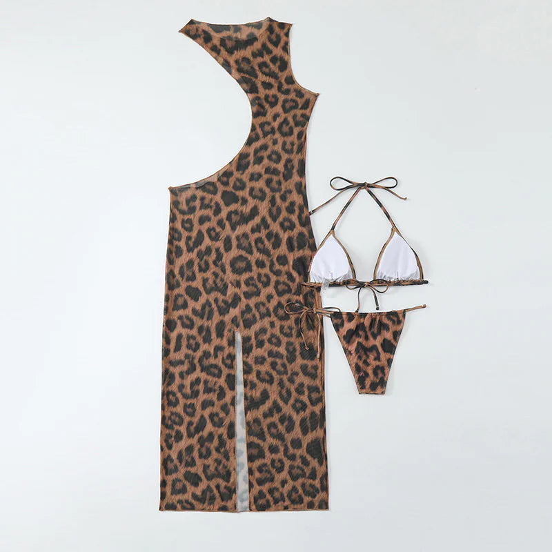 Maillot de bain deux pièces motifs léopard
