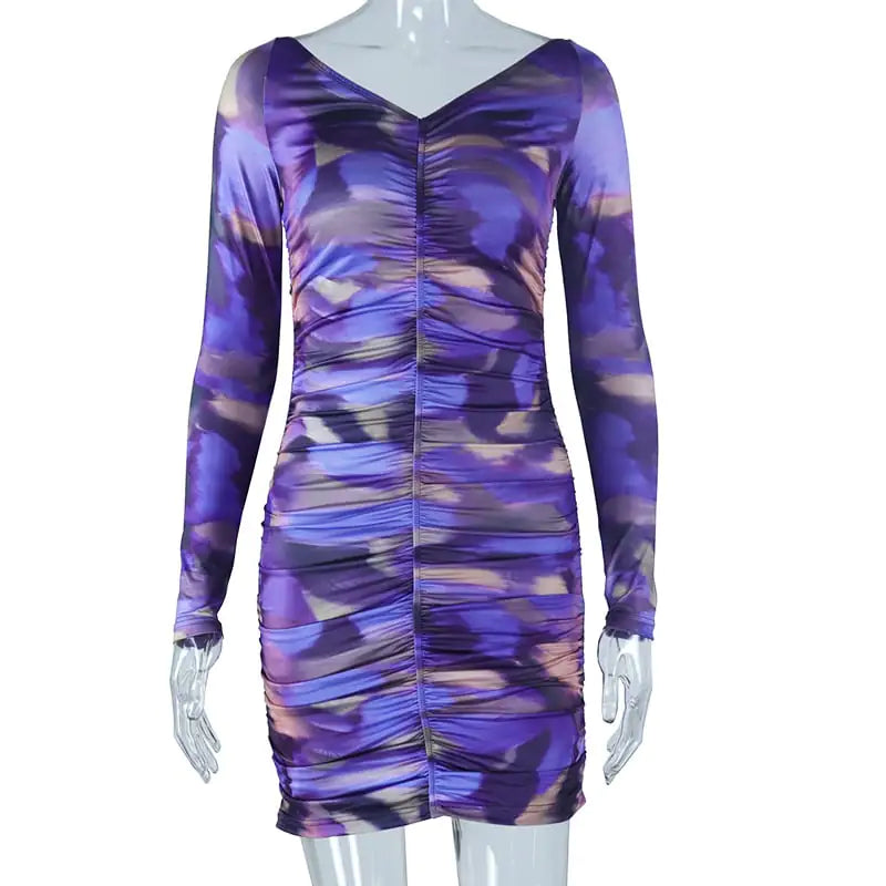 Robe portefeuille tendance à manches longues et col fendu