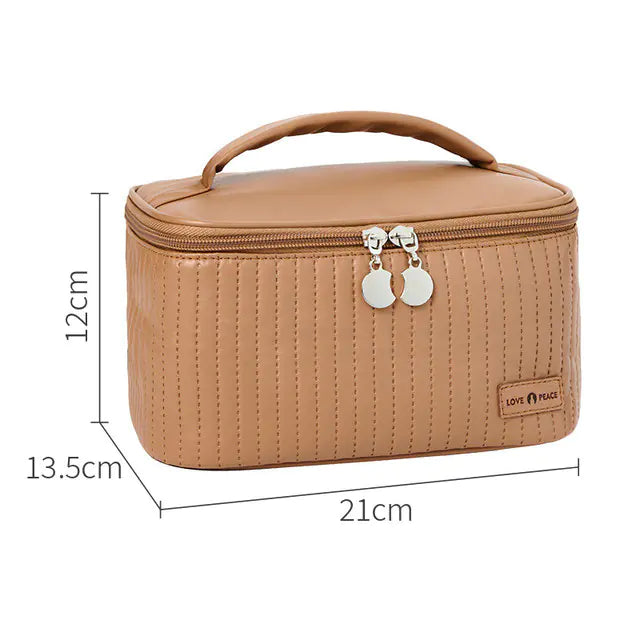 Grande trousse de maquillage en cuir synthétique de style coréen pour femme
