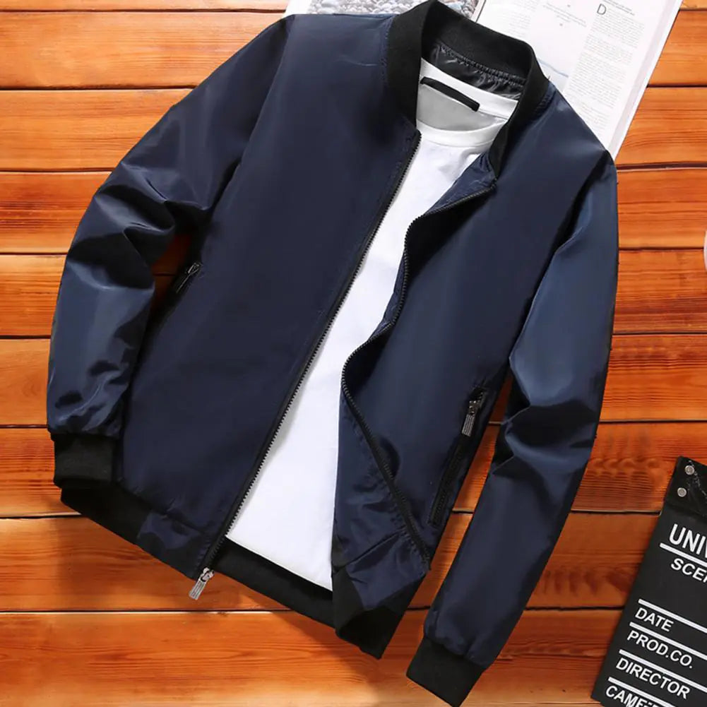 Veste de baseball zippée à col montant et poches pour homme