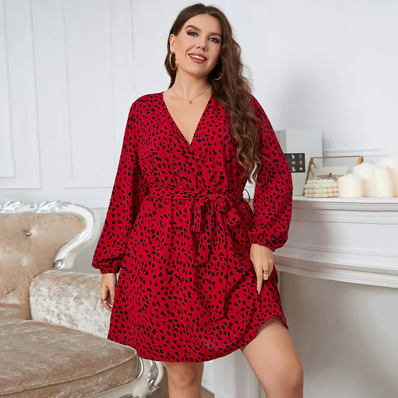 Robe de plage bohème à col en V et imprimé léopard pour femme, grandes tailles, tailles XL à 4XL