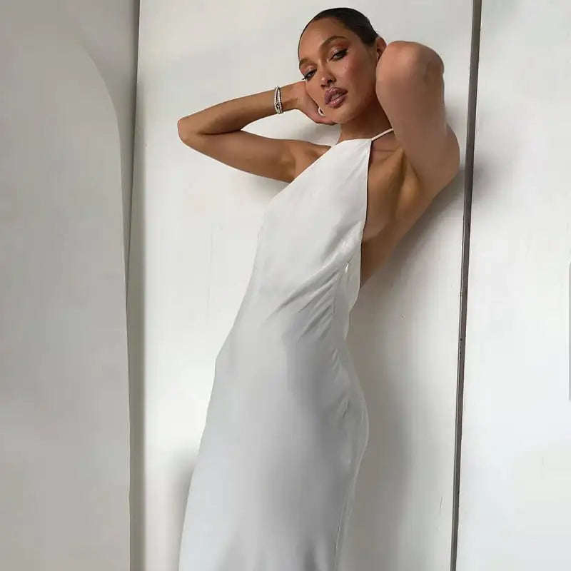 Jupe midi slim à dos nu et lien à nouer