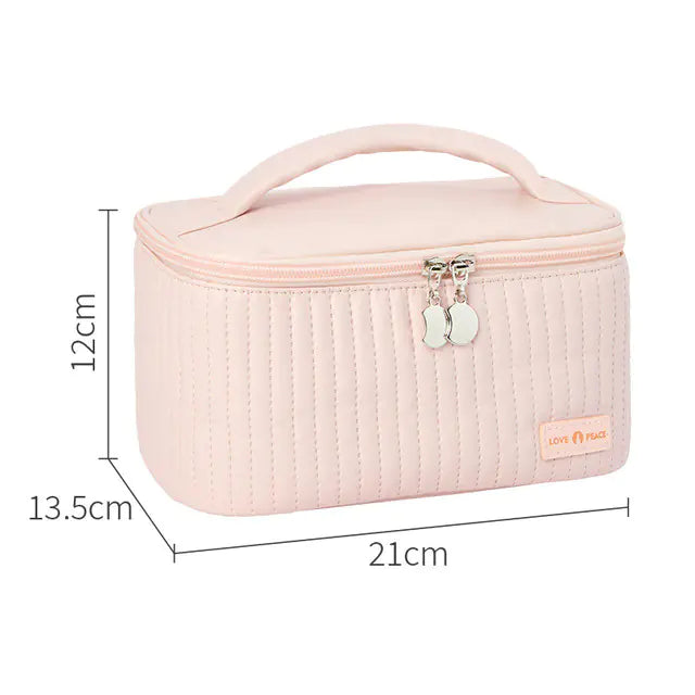 Grande trousse de maquillage en cuir synthétique de style coréen pour femme
