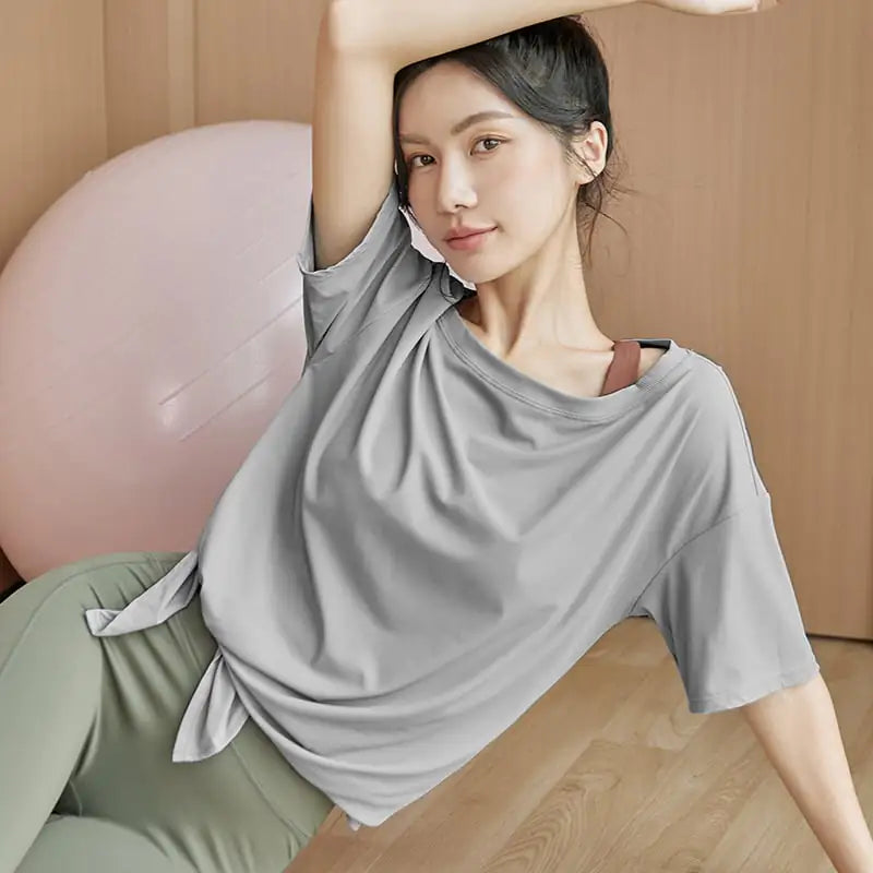 T-shirt de sport ample à manches courtes pour femme