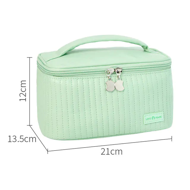 Grande trousse de maquillage en cuir synthétique de style coréen pour femme