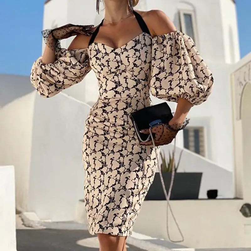 Robe bustier imprimée épaules dénudées