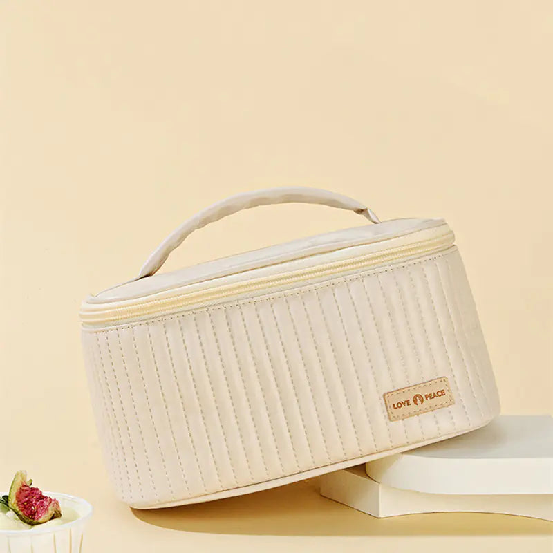 Grande trousse de maquillage en cuir synthétique de style coréen pour femme