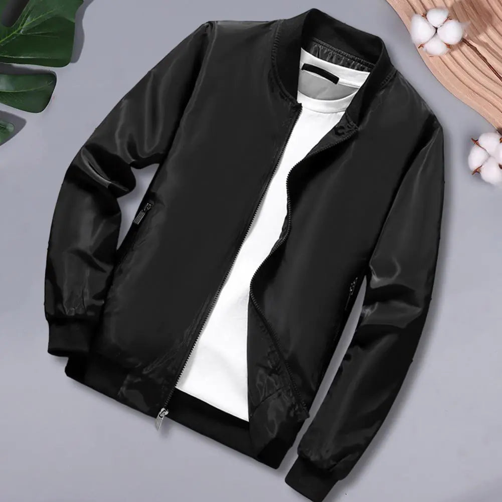 Veste de baseball zippée à col montant et poches pour homme