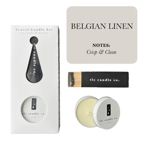 Bougie de voyage avec allumettes - Lin belge