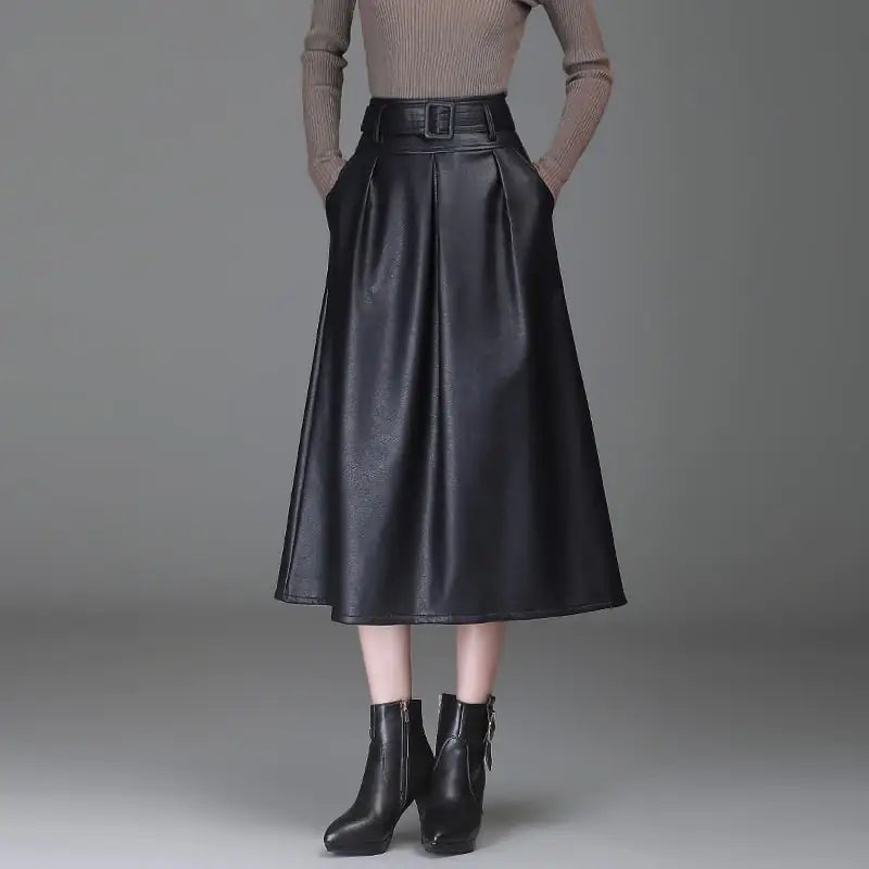 Jupe western taille haute en cuir
