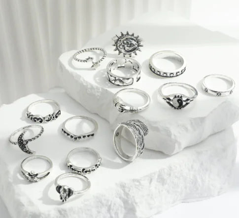 Bague tendance rétro personnalisée avec motif en relief