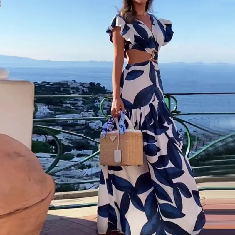 Robe à manches bouffantes et col en V