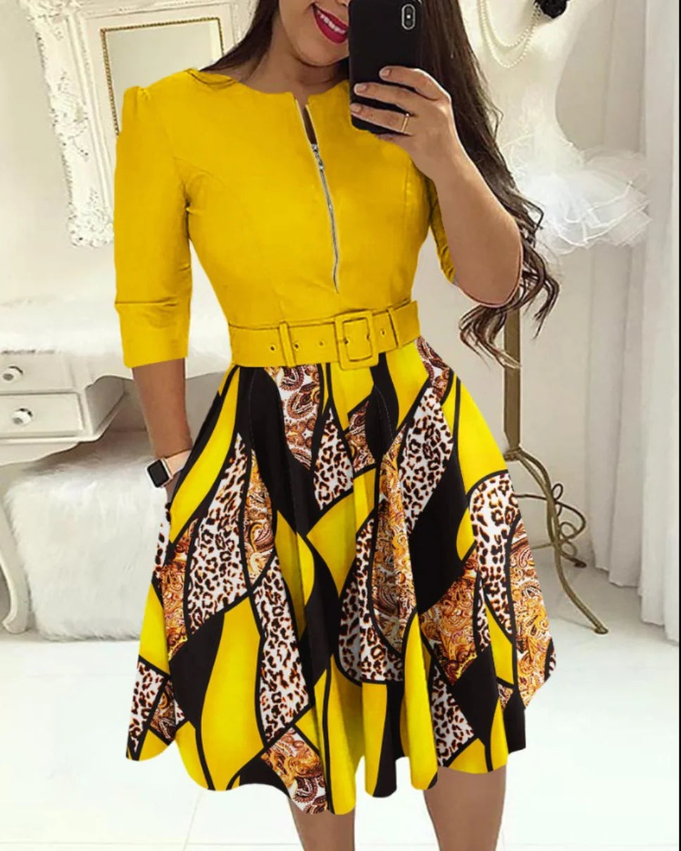 Robe midi à motifs imprimés