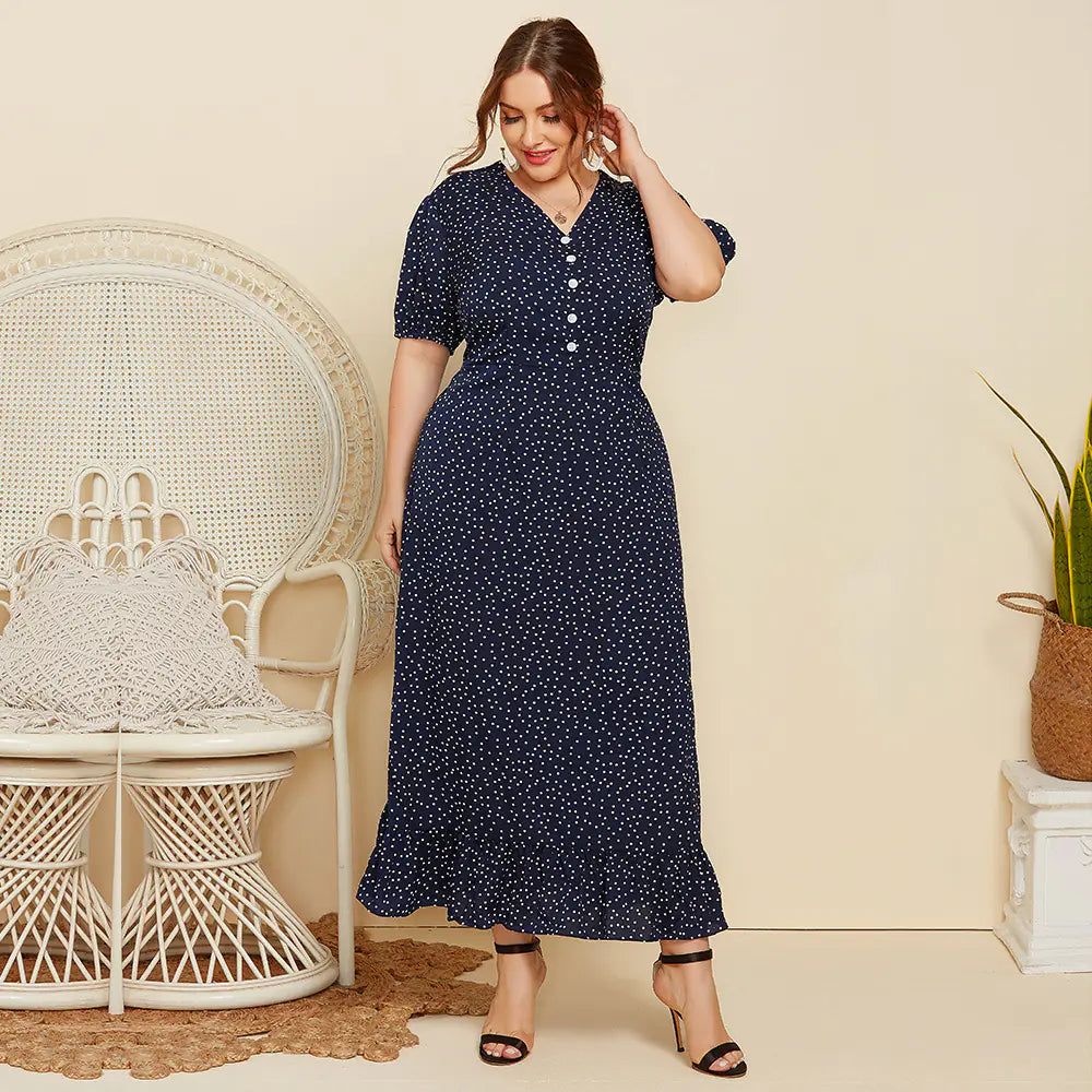 Robe tendance à manches courtes grande taille