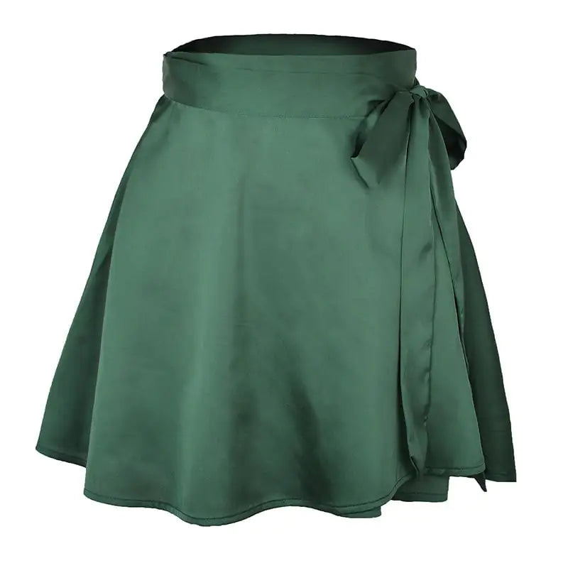 Jupe trapèze taille haute en mousseline de soie et satin
