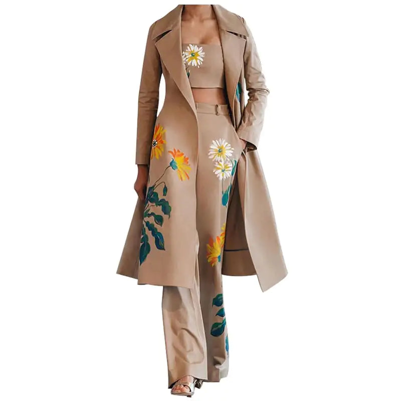 Ensemble veste coupe-vent longue imprimée pour femme
