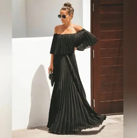 Robe en mousseline à épaules dénudées