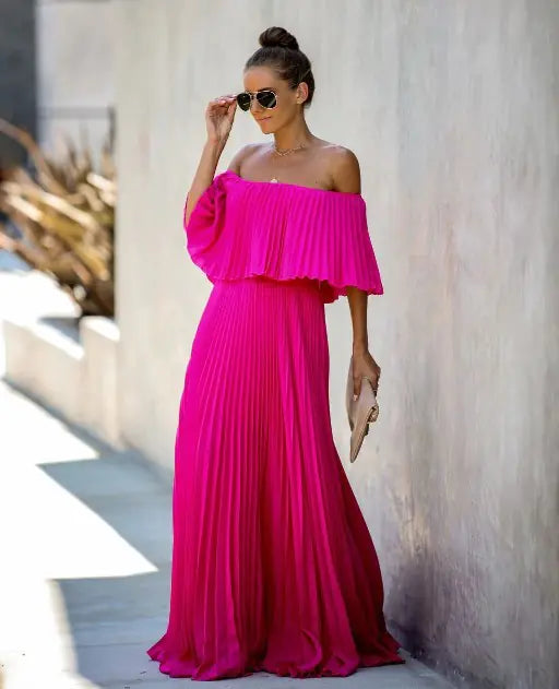 Robe en mousseline à épaules dénudées