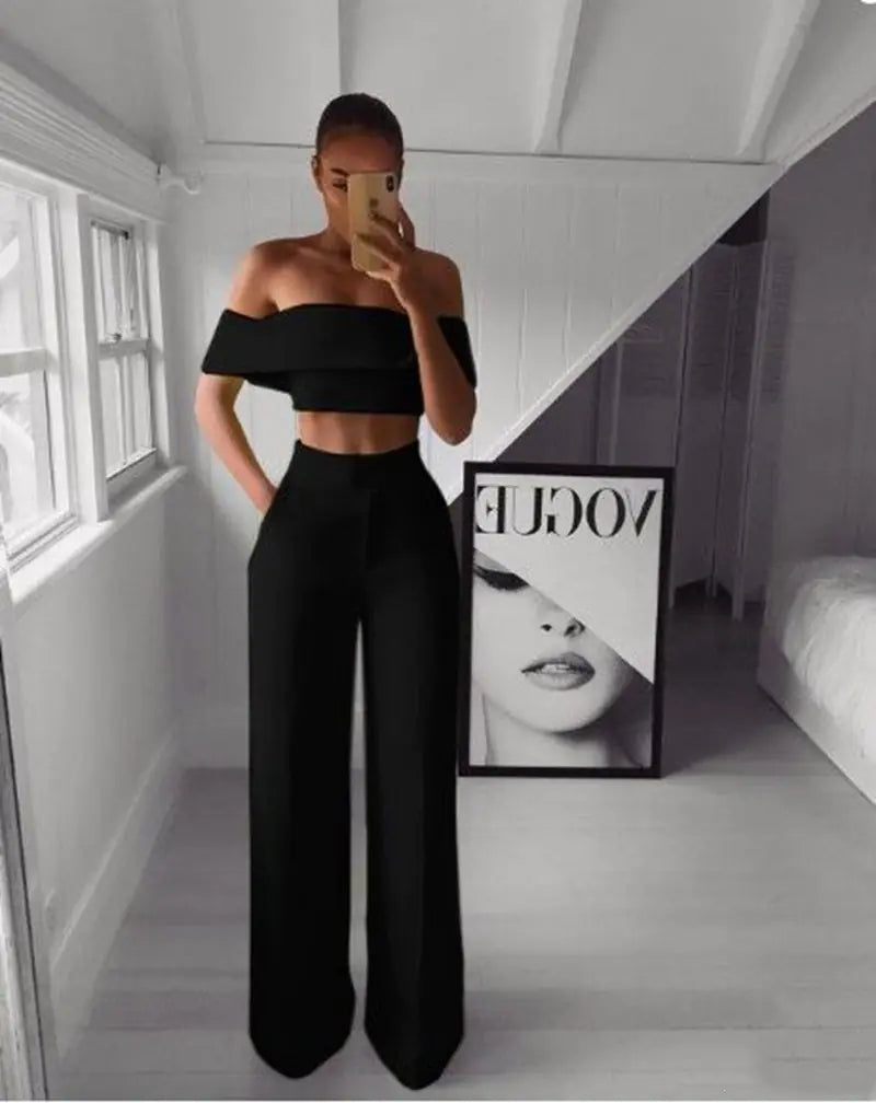 Ensemble deux pièces haut et pantalon pour femme