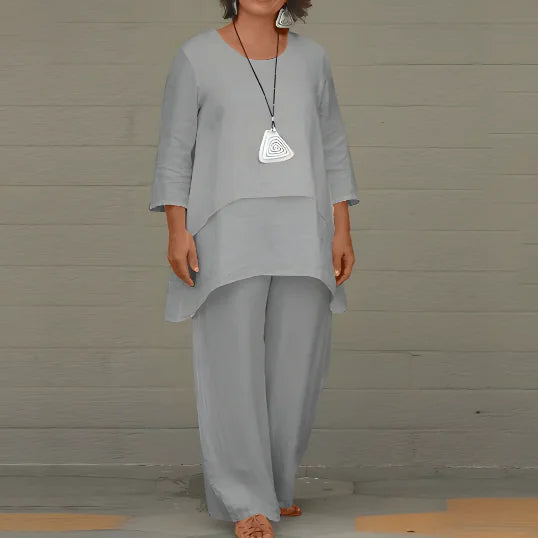Ensemble deux pièces luxueux pour femme avec pantalon large