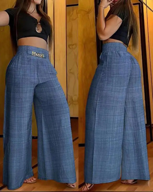 Pantalon évasé taille haute