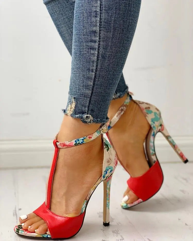 Sandales à talons aiguilles et bout ouvert pour femmes