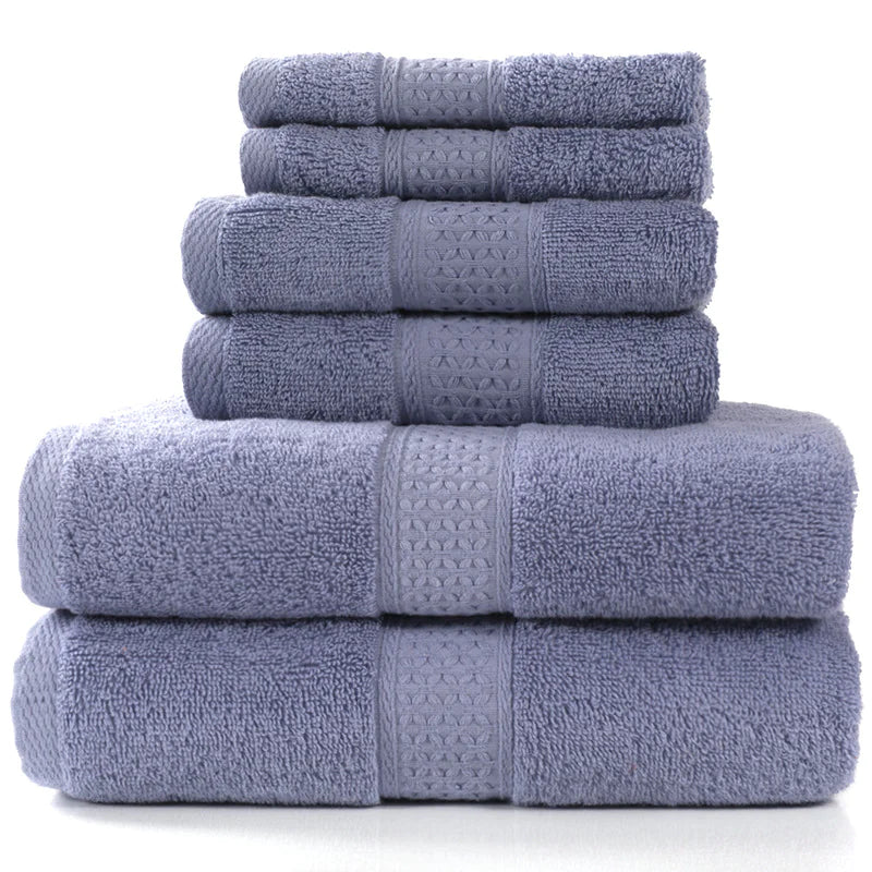 Ensemble de 6 serviettes de bain absorbantes en coton simple