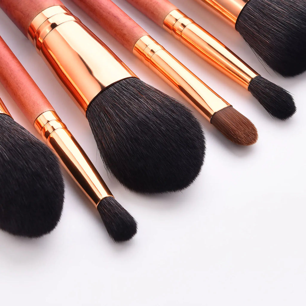 Ensemble de 12 pinceaux de maquillage avec pinceau à poudre et pinceaux en bois