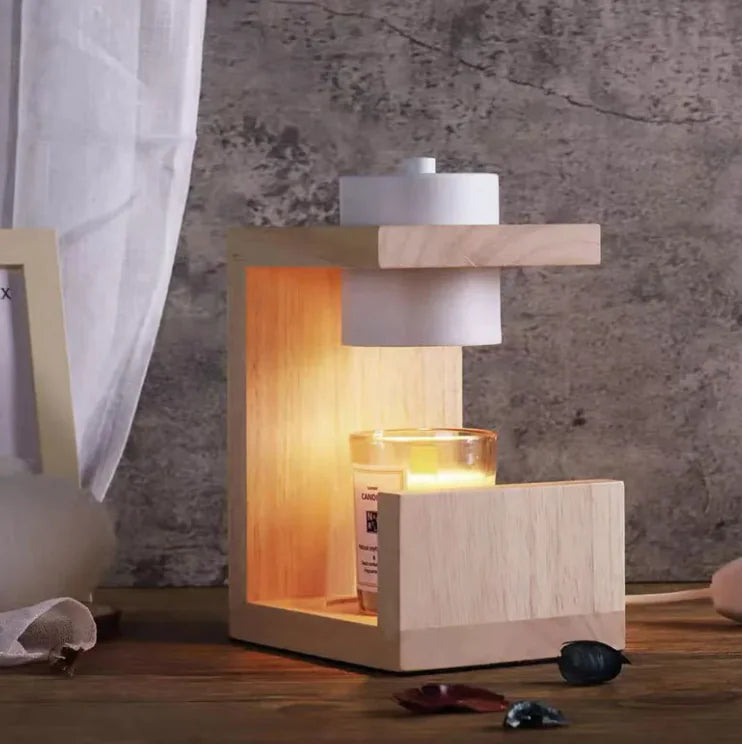 Lampe à bougie fondante en bois massif