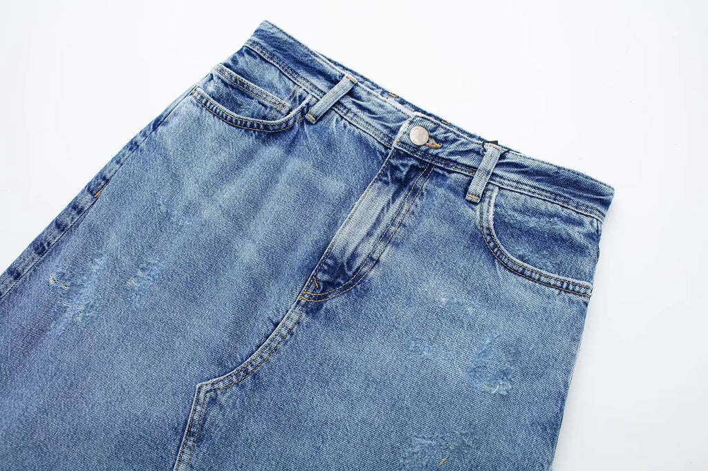 Jupe mi-longue en jean pour femme