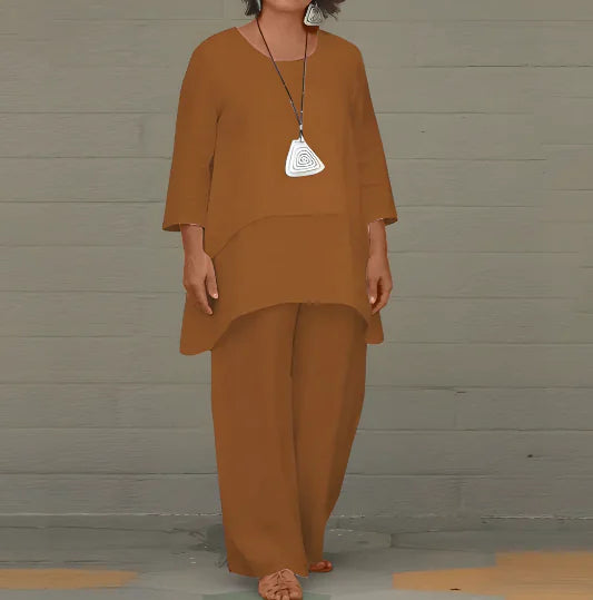Ensemble deux pièces luxueux pour femme avec pantalon large