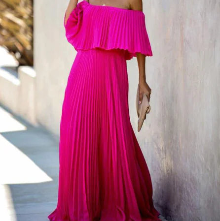 Robe en mousseline à épaules dénudées
