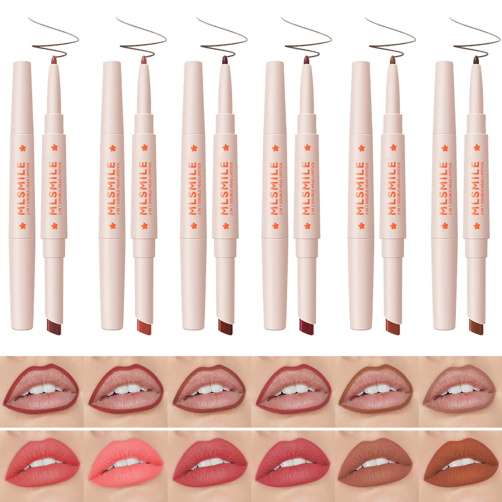 Crayon à lèvres et rouge à lèvres mat waterproof à double tête