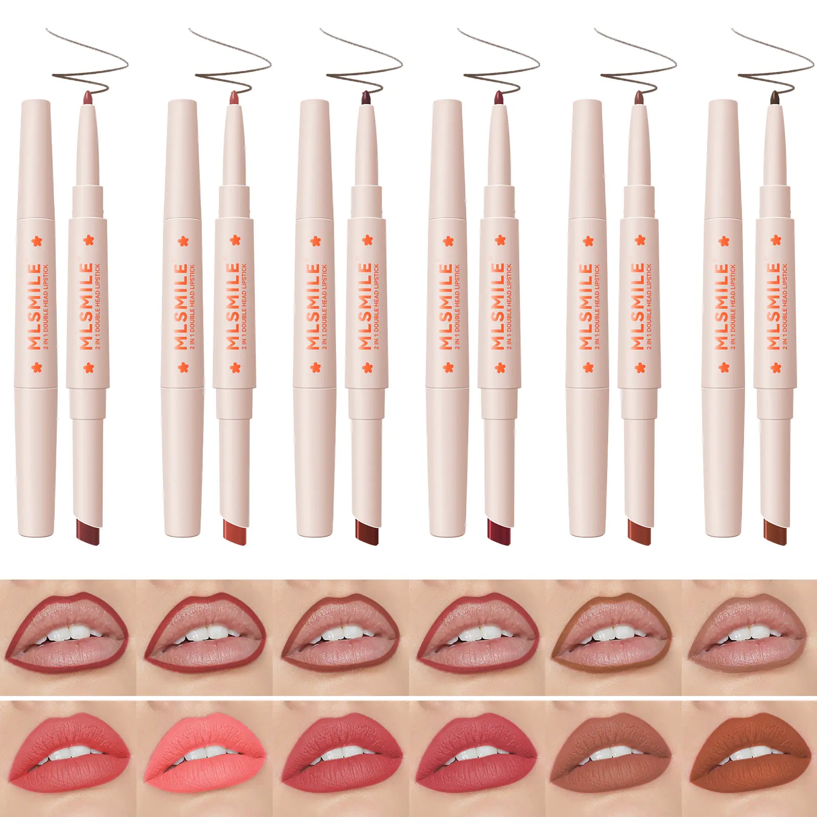 Crayon à lèvres et rouge à lèvres mat waterproof à double tête