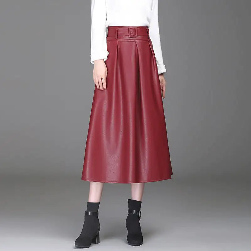 Jupe western taille haute en cuir
