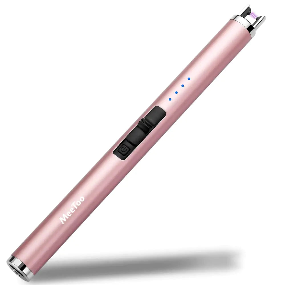 Briquet électrique rechargeable USB Type-C pour bougies, barbecue, camping, feux d'artifice (or rose)