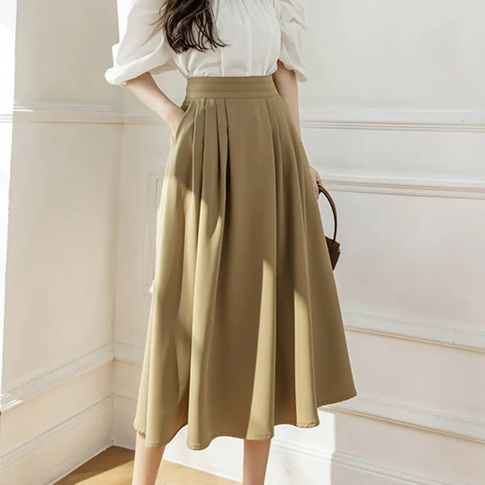 Jupe slim mi-longue taille haute pour femme